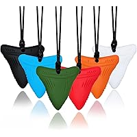 Sensory Chew Necklaces for Kids, Shark Tooth Silicone Chewy Necklace Sensory 6 Pack for Autism/ADHD/SPD, Autism Sensory Toys