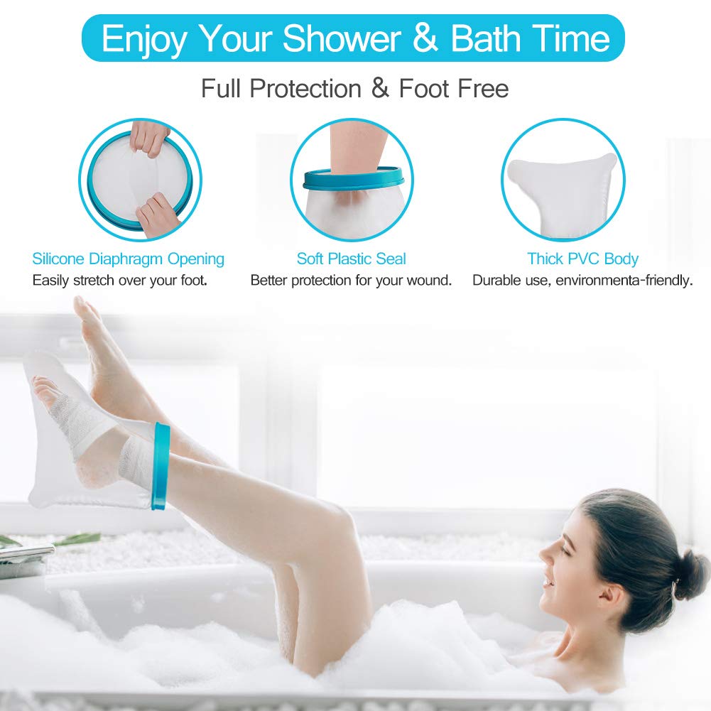Waterproof Foot Cast Cover Wound Protector for Shower Bath, Watertight Cast Bag Covers for Broken Surgery Foot, Wound and Burns - Reusable [2025 Upgrade]