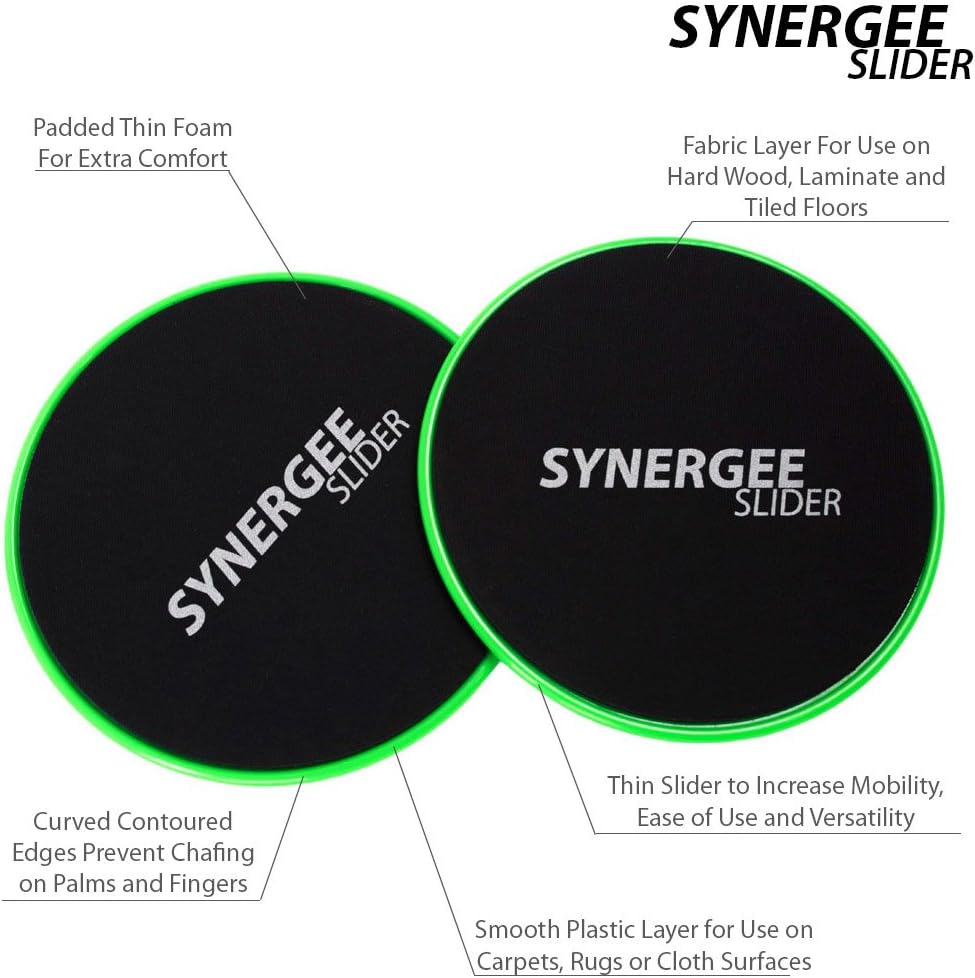 Synergee Jet Black Gliding Discs Core Sliders. Dual Sided Use on Carpet or Hardwood Floors. Abdominal Exercise Equipment : Sports & Outdoors