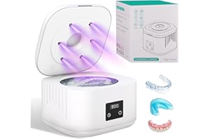 RECTOO Dental Cleaning Pod, 45kHz Ultrasonic Retainer Cleaner Machine with 340ML Capacity, 3 Modes & UV Cleaner for Dentures, Mouth Guards, Night Guards, Braces, Aligners