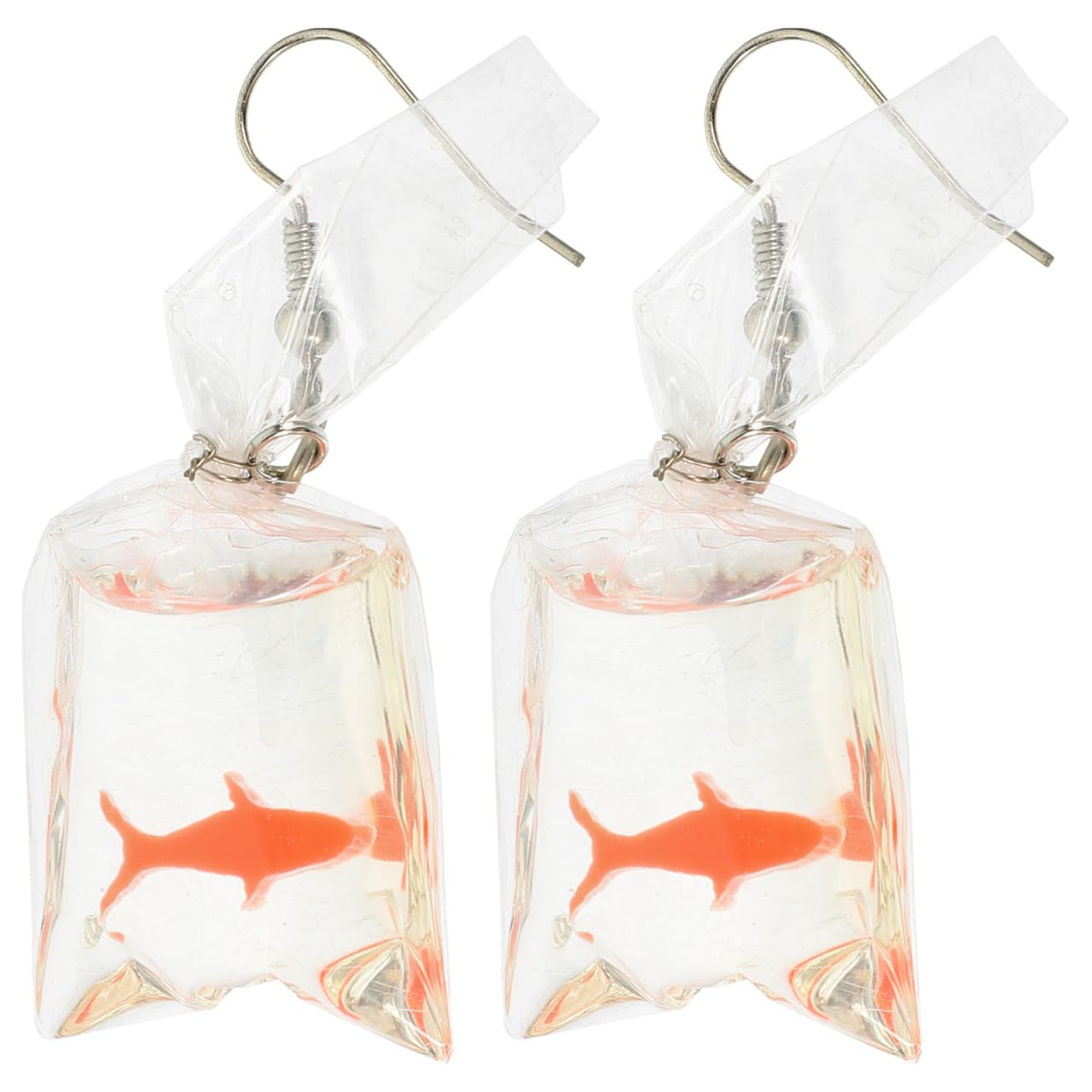 Amosfun Funny Fish in Bag Earrings Resin Personality Goldfish Water Bag Dangle Earrings Dangle Hook Earrings Charm Gift for Girls Women