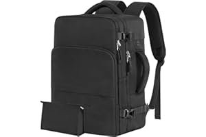 Rinlist Backpack for Men Women, Black Backpack for Traveling on Airplane, Weekender Carry on Backpack Bag, Personal Item Backpack Flight-approved