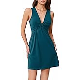 winkbay Women's Summer Twist Front Work Dress Elegant Casual V Neck Sleeveless Office Dresses