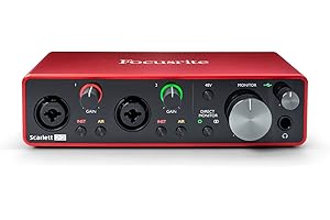 Focusrite Scarlett 2i2 3rd Gen USB Audio Interface for Recording, Songwriting, Streaming and Podcasting — High-Fidelity, Studio Quality Recording, and All the Software You Need to Record
