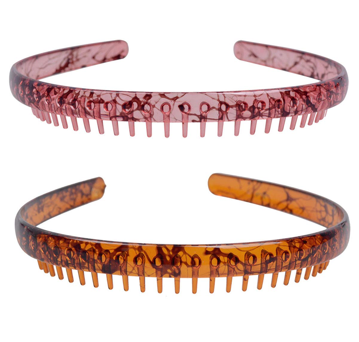 Fodattm Set of 2 Plastic Headband with Teeth Hair Comb Hair Accessories Women Hair Hoop (Color 2)