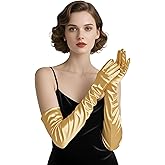 THARAHT Women Long Gloves with Satin Elbow Length for 1920s Opera Tea Party Costumes Bridal Evening Dress