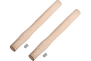 FOCMKEAS 2 pcs Premium Oak Hammer Handle Replacement 37cm Long Wood Tool Handle,Ball Peen Hammer Handles with a Steel Wedges Suitable for Small Hammers or Axes with 27×20mm Tenons