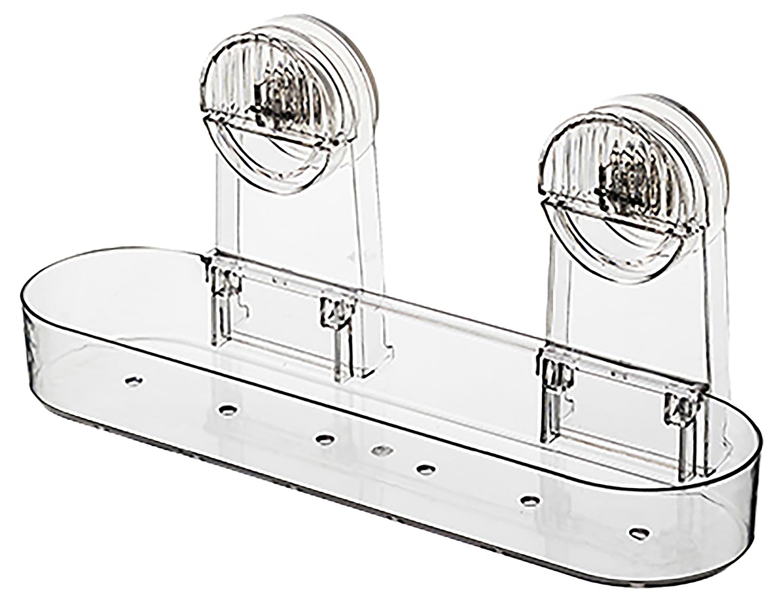 Photo 1 of Strong Suction Cup Removable Hanging Drying Drainable Shower Rack Storage Shelf Injection Acrylic Bathroom Supplies Sundries Use (Transparent, Short)