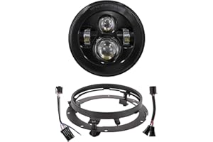 XPCTD 7 Inch LED Headlight With Mounting Bracket For Touring Street Glide Road King Ultra Classic Electra Glide Fat Boy Tri Cvo Heritage Softail Slim (Single 7 Inch LED Headlight Black-No Halo)