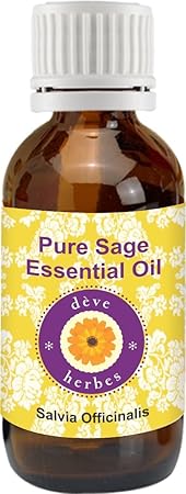 Deve Herbes Pure Sage Essential Oil (Salvia Officinalis) 100% Natural Therapeutic Grade Steam Distilled for Personal Care, 15 ml