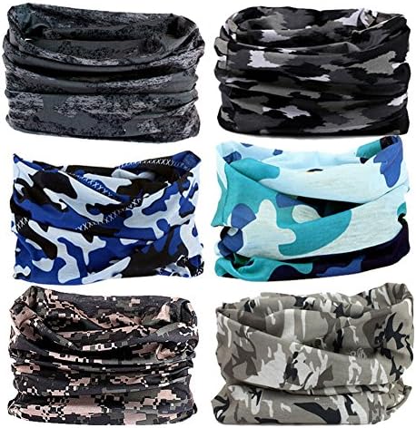 6pcs Magic Headband Face Mask Head Wrap Elastic Bandana Outdoor Headwear Sport Scarf Neck Gaiter UV Resistence for Workout