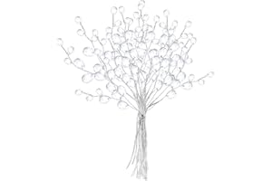 IMIKEYA 50PCS Acrylic Bead Drop Stems Crystal Floral Picks Artificial Bouquets Clear Floral Stems Decorative Sprays Floral Twig Picks for Wedding Christmas Party Home Decoration DIY Crafts