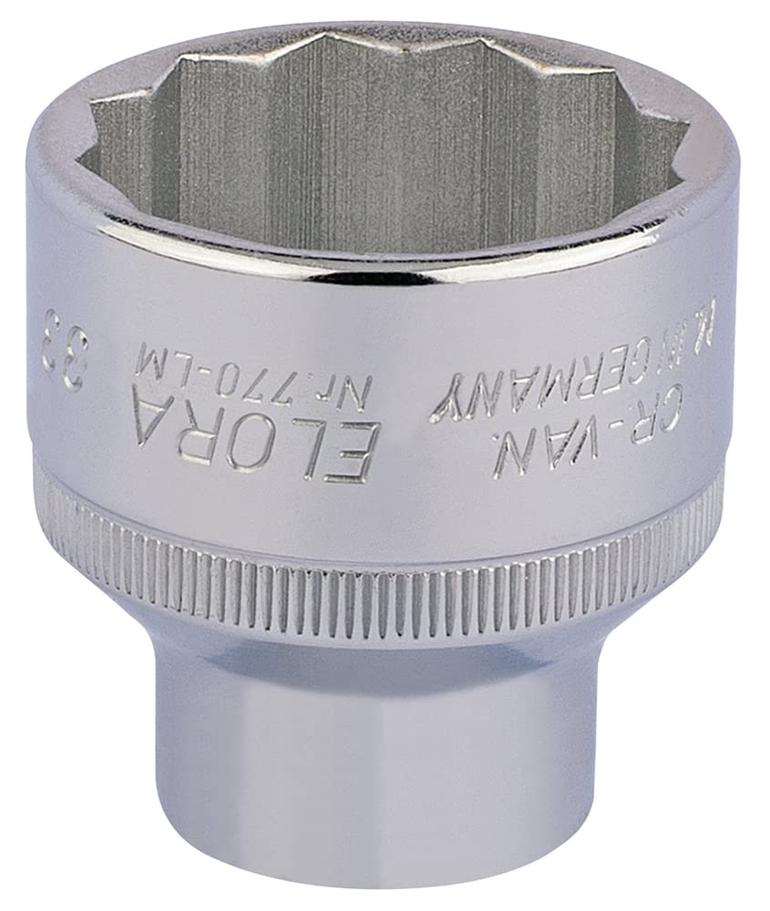 Draper 24773 Elora Bi-Hexagon Socket, 1/2" Square Drive, 33mm, Blue — image 1