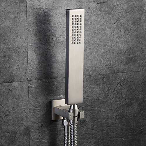 Ownace Square Solid Brass Brushed Nickel Hand Held Shower Head With