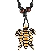 STWTR Hawaiian Turtle Pendant Necklace Men Women - Adjustable Rope Surfer Necklace Handmade Necklace