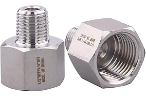DERPIPE Forged Reducer Adapter Fitting - Stainless Steel 304 Reducing Pipe Connector, 1/2" NPT Female x 1/4" NPT Male (pack of 2)