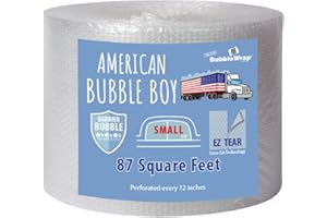 Small Coreless Bubble Pack - 12 inch x 87 ft. Bubble Wrap Shipping Packing Moving Supplies Perforated Every 12” for Packing and Moving - American Bubble Boy