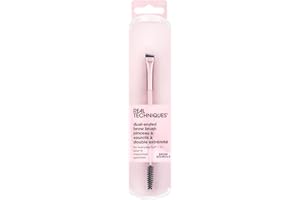 Real Techniques Dual-Ended Brow Brush, For Shaping and Filling, Style, Spoolie, Blend, Natural, Full, or Laminated Brows, Lux