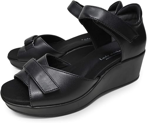 Amazon Co Jp レディワーカー オフィスサンダル 3e レディース ブラック シューズ バッグ