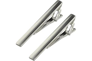 Roctee 2pcs Tie Bars for Men Silver 2.4 Inch, Tie Clip Tack Pin Pinch Tie Clip Clasp Set for Classic Style Ties Neckties for Men Suit Accessories Must Haves for Men Dad Husband Son Lover