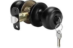Haidms 1 Pack Matte Black Door Lock with Key, Entry Door Knob, Door Knobs with Lock, Exterior Door Knobs