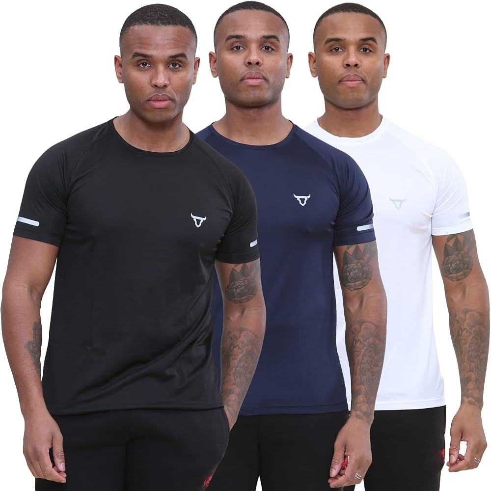 TORO ACTIVA Pack of 3 Mens Workout Short Sleeve T-Shirts Athletic Fit