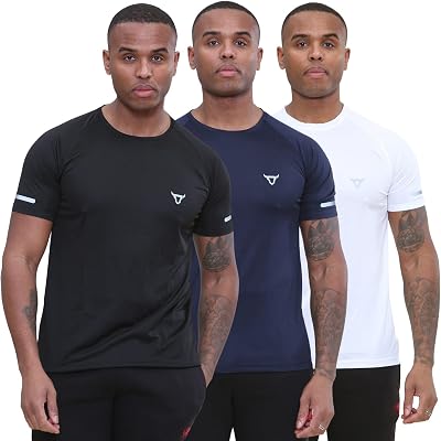 TORO ACTIVA Pack of 3 Mens Workout Short Sleeve T-Shirts Athletic Fit