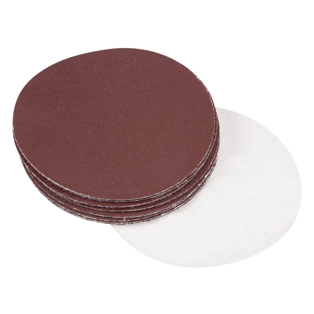 sourcingmap 10Pcs 7 inch Hook and Loop Sanding Disc 100 Grits Flocking Sandpaper for Random Orbit Sander Brown