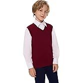 SMINLING Pinker Boys Girls School Uniform Sweater Vest V-Neck Soft Cotton Pullover
