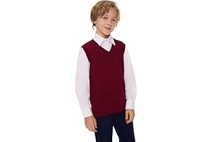 SMILING PINKER SMINLING Pinker Boys Girls School Uniform Sweater Vest V-Neck Soft Cotton Pullover