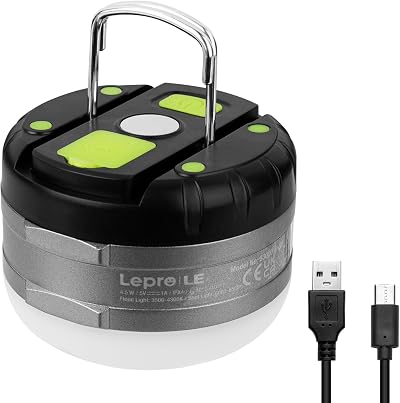 Lepro Rechargeable Camping Light, Tent Lantern, 5 Modes, Magnetic, USB C Power