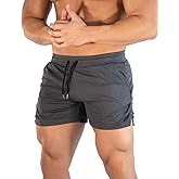 sandbank Men's 5" Gym Workout Short,Quick Dry Active Running Bodybuilding Shorts with Pockets Grey