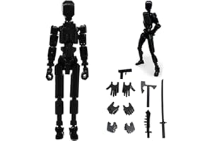DANONI T13 Action Figure, Lucky 13 Action Figure with Multiple Accessories, 3D Printed Multi-Jointed Movable Robot Action Figure, Dummy 13 Action Figures Game Gifts for Kids Adult (Black)