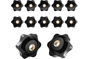 RIMOEV 12 Pcs Star Knobs, Black Nylon Screw-On Thru Threaded Nuts (M6)