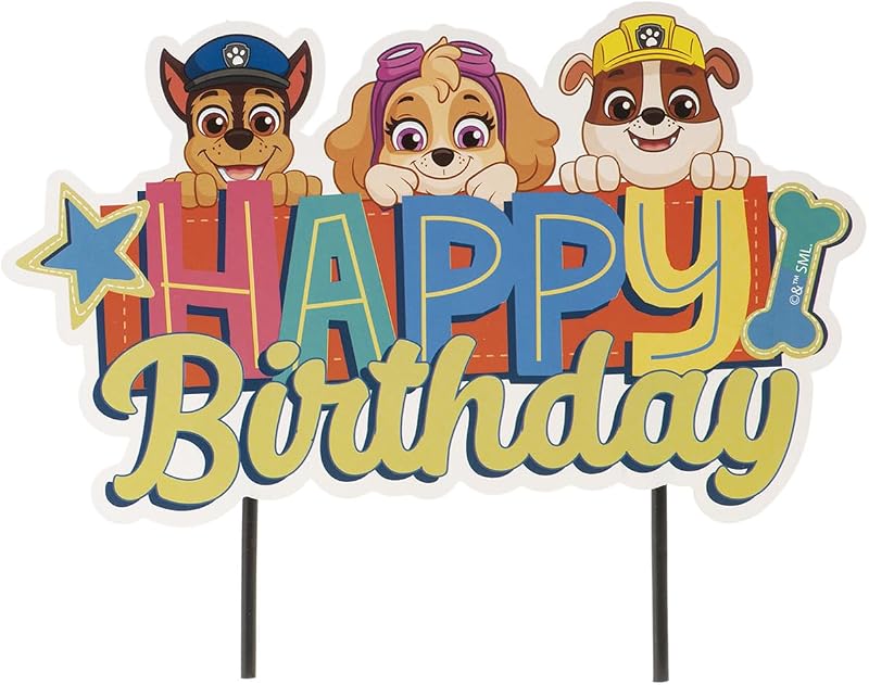 dekora Cake Decoration Birthday Happy Birthday Paw Patrol Topper 17.5x15 cm