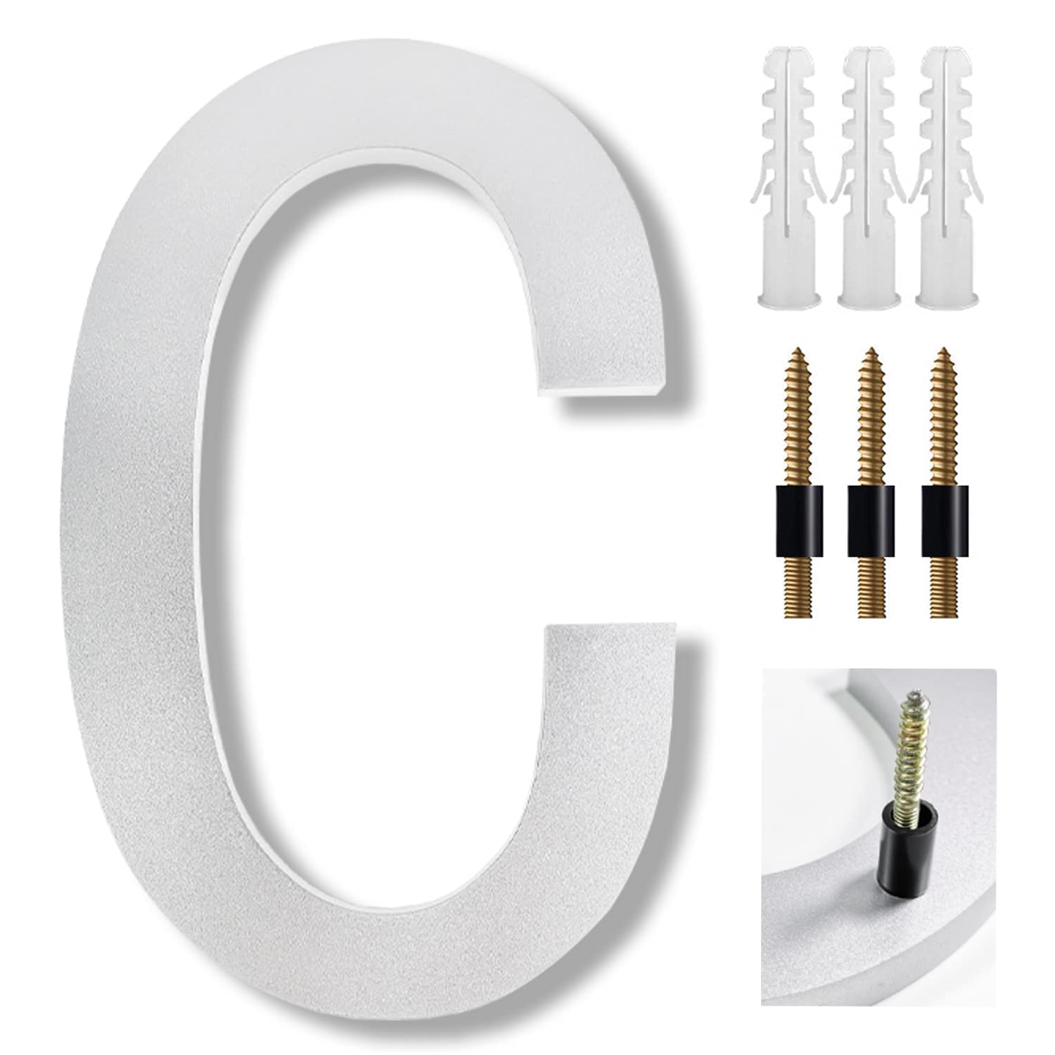 8 Inch Large House Numbers Floating Sliver House Numbers Plaques Modern Door Numbers Plates Signs with Nail Kit for Outside Wall Address Garden Mailbox Dec, Strong Sliver Acrylic Material (C)