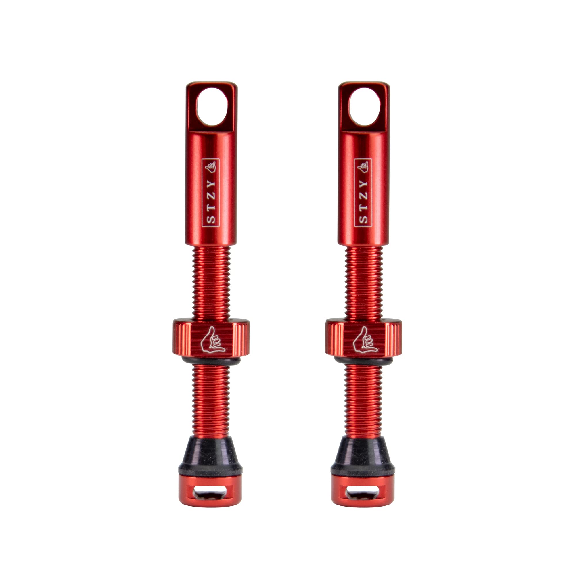 STZY Max Flow Tubeless Presta Valves Available in 14 Colours 44mm and 60mm (Red, 44mm)