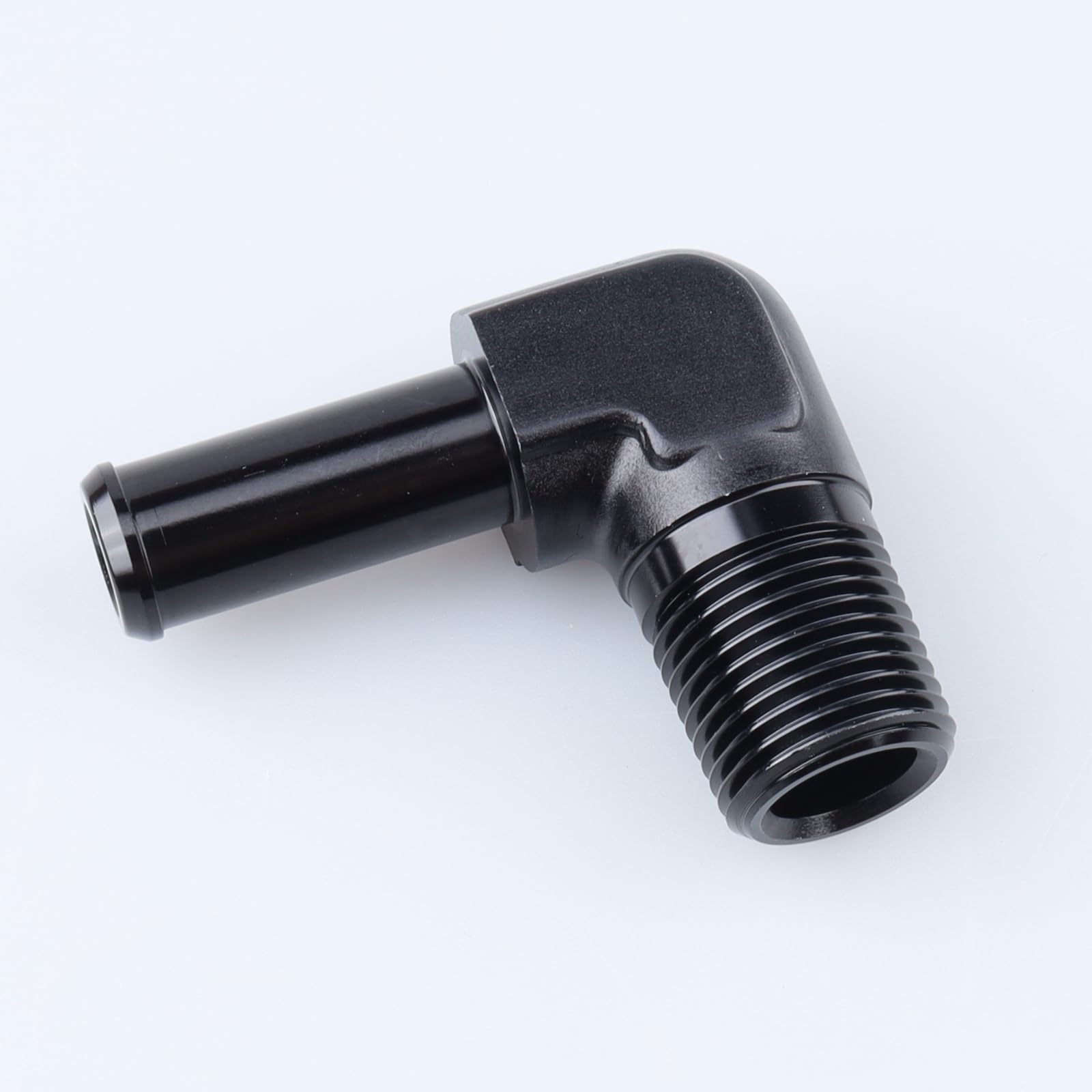 AC PERFORMANCE 3/8" NPT Male to 1/2" Hose Barb Fitting Adapter 90 Degree Aluminum Black Fit for 8AN Push on Hose