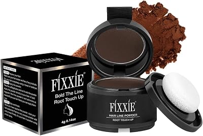 FIXXIE Hairline Powder Root Touch Up Dark Brown with Mirror Puff