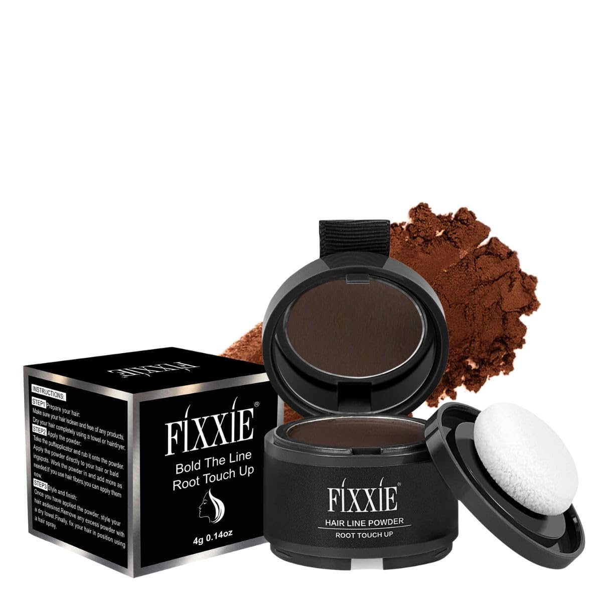 Hairline Powder, Root Touch Up Hair Powder, Instant Hair Loss Concealer for Thinning Hair, Windproof & Sweatproof Root Cover Up with Mirror and Puff (Dark Brown)