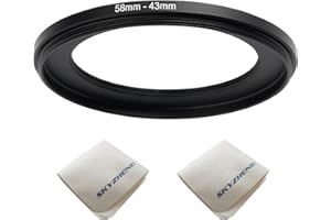 SKYZHENG 58mm Lens to 43mm Camera Lens Adapter 58mm to 43mm Step Down Ring Adapter Ring for All Brands of UV ND CPL, with Premium Lens Wiping Cloth 2 Pack (58mm-43mm)