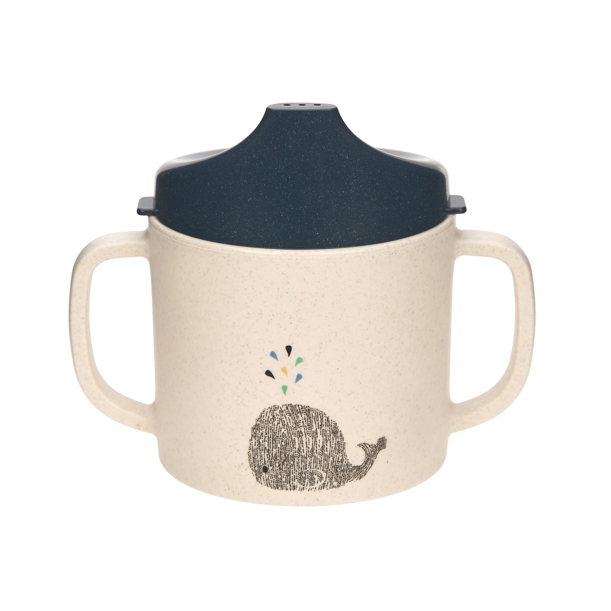 LÄSSIG Children's Training Cup with Handle and Removable Lid 150 ml/Sippy Cup Little Water Whale