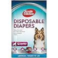 Simple Solution Disposable Dog Diapers for Female Dogs | Super Absorbent Leak-Proof Fit | Medium | 12 Count, White