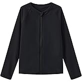 HODOSPORTS Boys UPF 50+ Rash Guard Swim Shirts with Zipper Long Sleeve Quick Dry UV Protection Sun T-Shirts