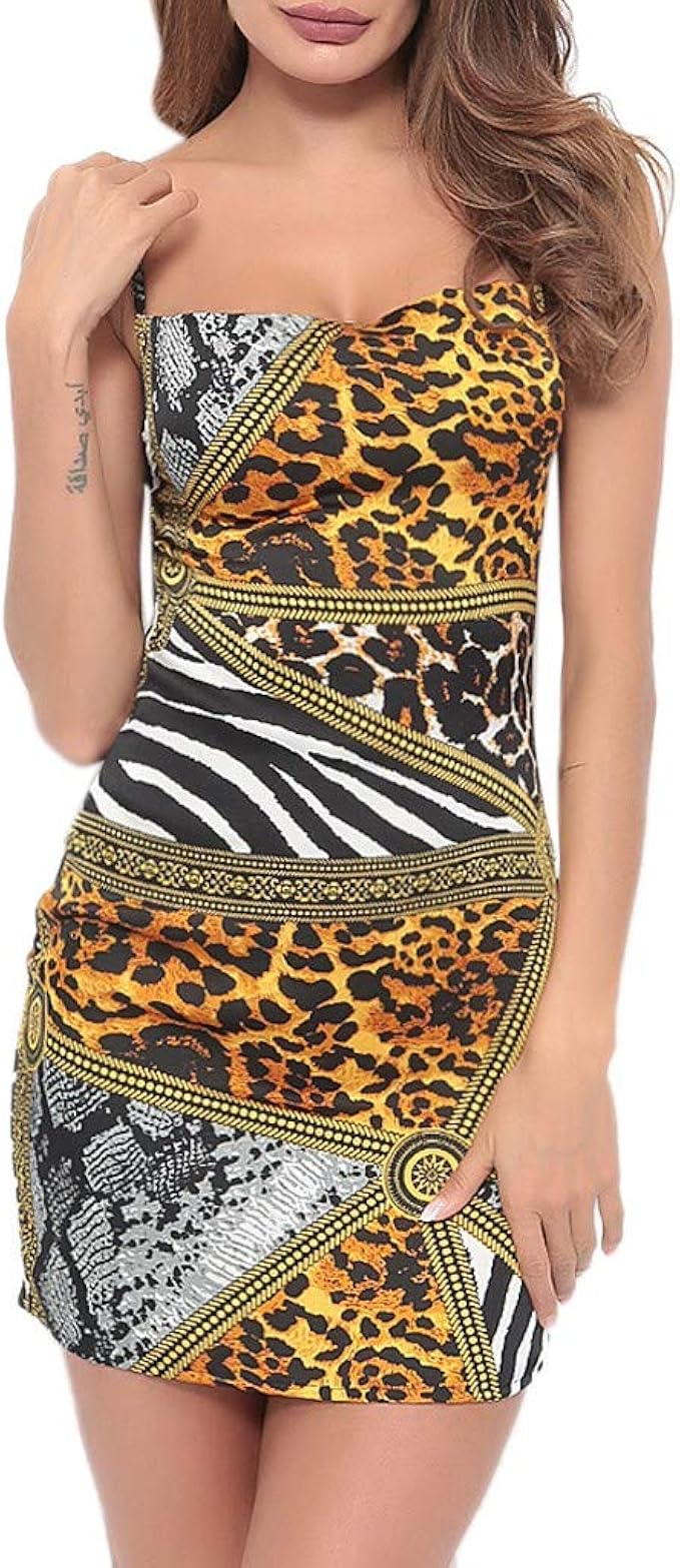 low cut leopard print dress
