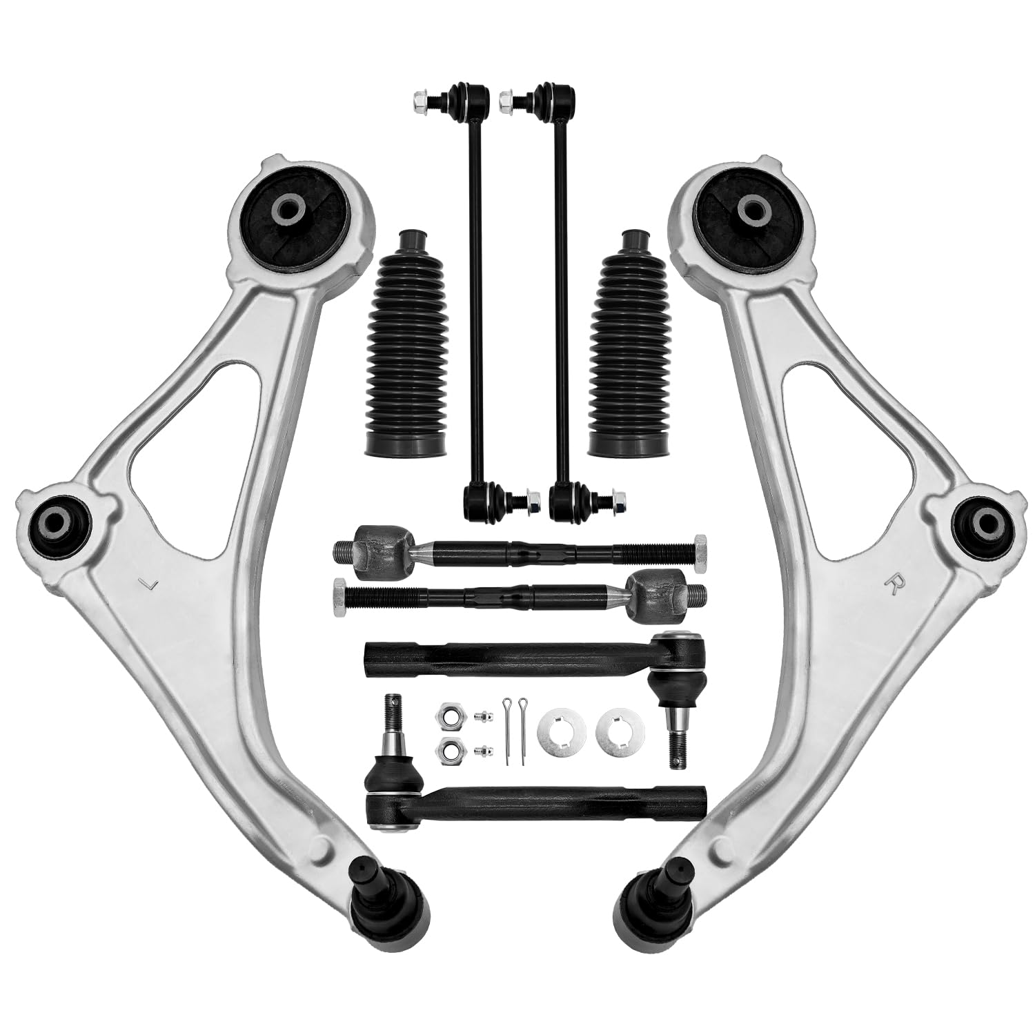 Photo 1 of 10pcs Suspension Kit Front Lower Control Arms with Ball Joints Sway Bar Links Inner and Outer Tie Rod End Compatible with Nissan Altima 2013-2014 2.5L 3.5L Replace# 545003TA0B 545013TA0B