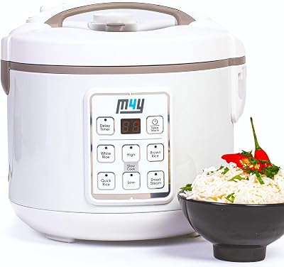 M4Y Rice Cooker Slow Cooker 1.2L 1-6 People With Steamer Keep Warm