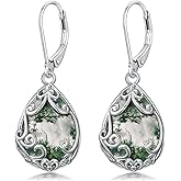 HPQQ Teardrop Earrings for Women Celtic Filigree Drop Earrings Sterling Silver Leverback Jewelry Mother's Day Gifts for Women Mom