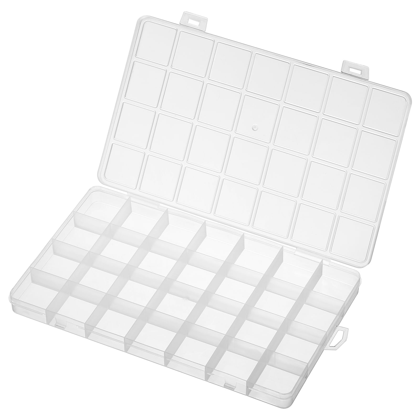 PATIKIL 28 Grids Jewelry Organizer Box, 3 Pack 18mm Clear Plastic Jewelry Boxes Storage Container for Beads Crafts DIY Earrings Pendants Rings, Style 1