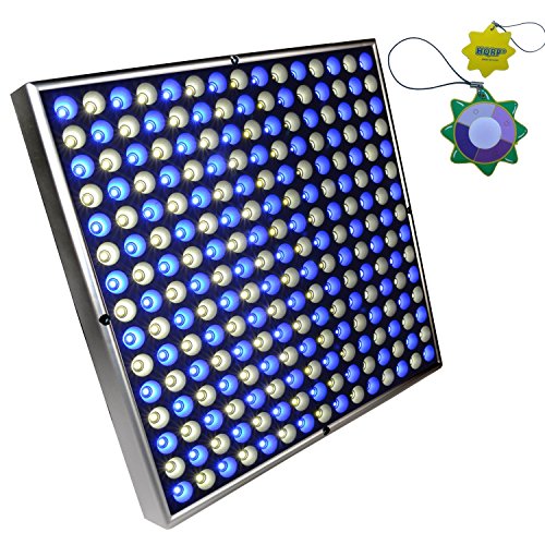 HQRP Improved 45W White & Blue 225 LED Grow Light Panel / 12″ Square Lamp plus Hanging Kit + HQRP UV Meter
